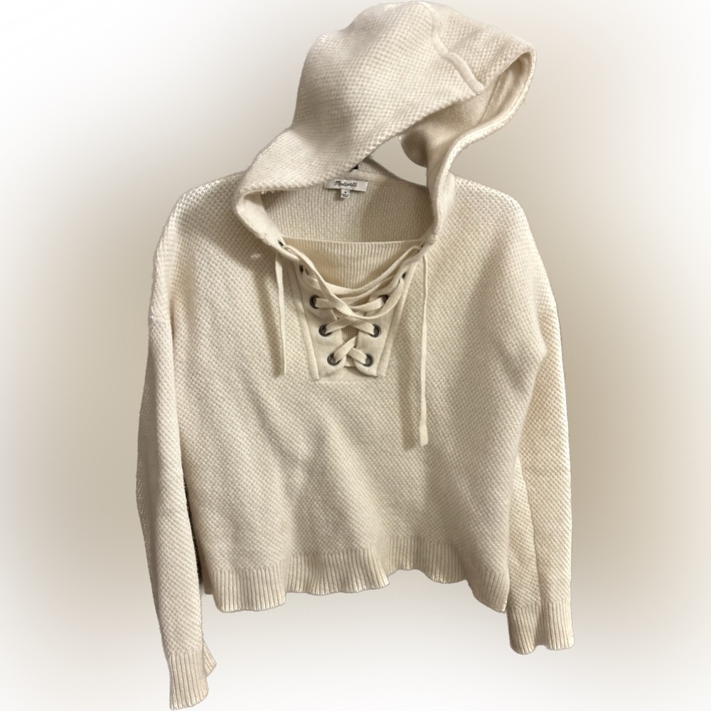 Madewell lace up sweater hoodie Sz M